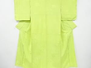 未使用品　亀甲に花鳥模様織り出し一つ紋色無地着物